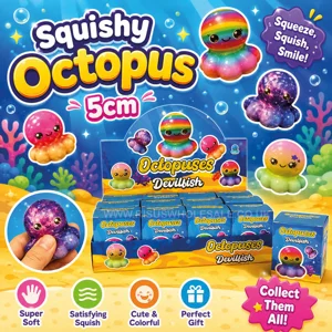 12 x Squishy Foam Octopus 5cm Boxed