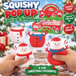 12 x Squishy Pop Up Santa & Snowman