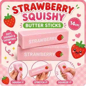 12 x Squishy Strawberry Butter Sticks 14cm
