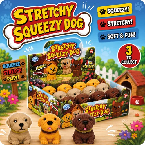 12 x Stretchy Squeezy Dogs 7cm