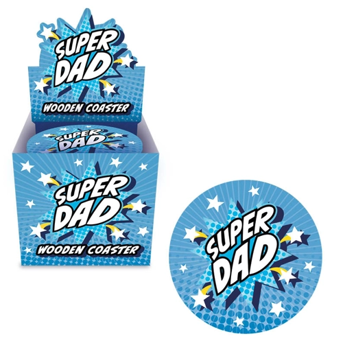 24 x Superdad Wooden Drinks Coasters