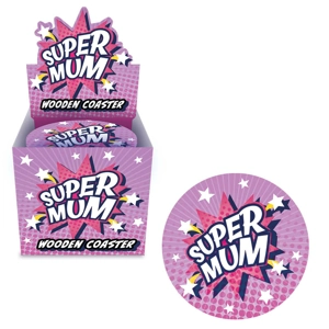 24 x Super Mum Wooden Drinks Coasters
