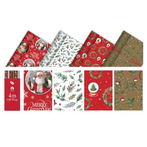 36 x Traditional Christmas Gift Wrap Rolls 4m