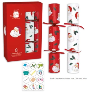 12 x Box Of 8 Traditional Santa Christmas Crackers 12