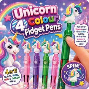 24 x Unicorn Roller Ball Fidget Multi Pens