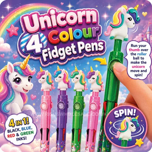 24 x Unicorn Roller Ball Fidget Multi Pens