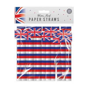 24 x Union Jack Paper Straws 20pk