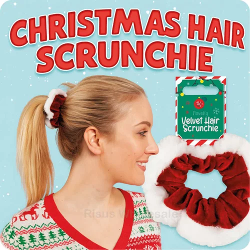 24 x Velvet Christmas Hair Scrunchies