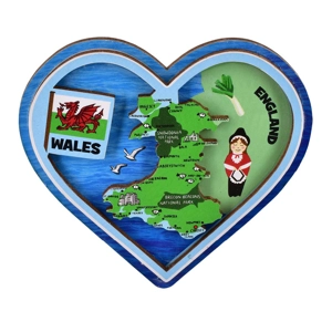 24 x Wales Wooden Heart Fridge Magnets