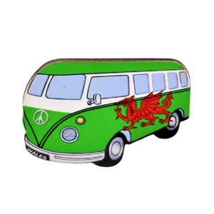 24 x Wales Camper Van Wooden Fridge Magnets