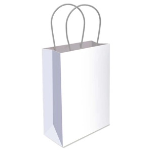 12 x White Paper Party Bag W/Handles