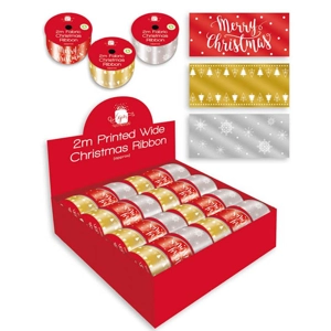 24 x Printed Christmas Ribbon 2m