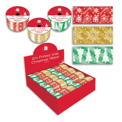 24 x Printed Christmas Ribbon 2m