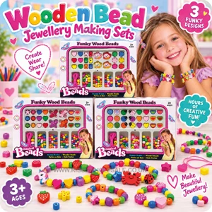 6 x Wooden Bead Jewellery Making Sets