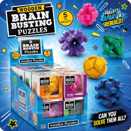 16 x Wooden Brain Busting Puzzles