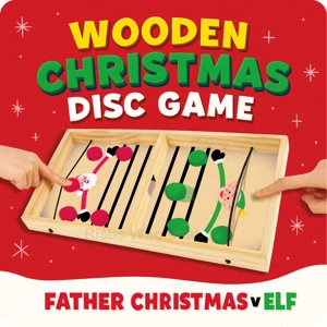 6 x Wooden Father Christmas vs Elf Disc Games
