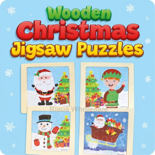 48 x Wooden Christmas Jigsaws 11cm