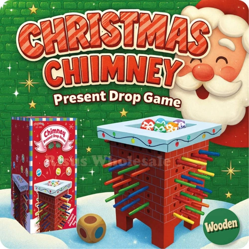 6 x Christmas Wooden Chimney Present Drop Game