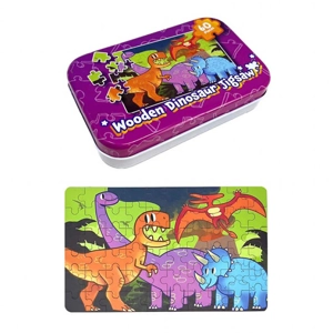12 x Wooden Dinosaur Jigsaws in Tin