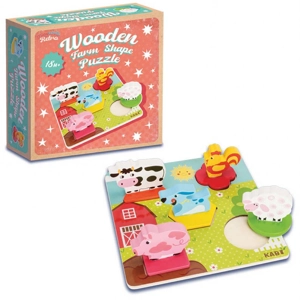 6 x Wooden Farm Animal Shape Puzzles