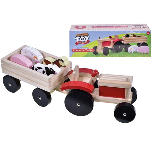 3 x Wooden Tractor & Trailer Playsets