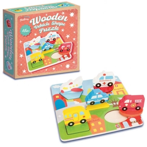 6 x Wooden Vehicle Shape Puzzles
