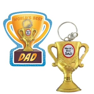 12 x World's Best Dad Trophy Keyrings