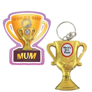 12 x World's Best Mum Trophy Keyrings