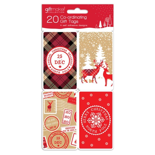 25 x Self Adhesive Cosy Kraft Gift Tags 20pk
