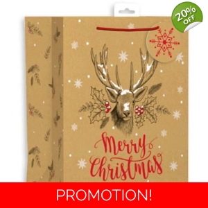 6 x Kraft Stag Gift Bags - MED