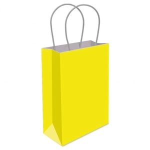12 x Yellow Paper Party Bag W/Handles