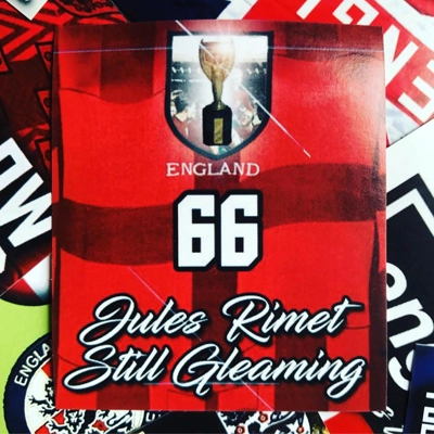 100 England Stickers: 7x6cm Jules Rimet Still Gleaming