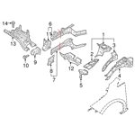 Priekinio bamperio balkio tvirtinimas, laikiklis, DEŠINĖ, Rail End, NISSAN LEAF 2011 - 2017