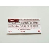 Emisijos lipdukas, Emission Label, TOYOTA SIENNA 2020