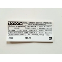 Emisijos lipdukas, Emission Label, TOYOTA RAV4 2016
