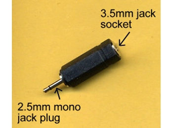 2.5mm Jack Plug to 3.5mm Jack Socket Adaptor Mono
