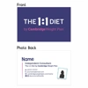 The One2One Diet Business Card