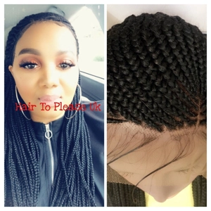 PREORDER*Black Braided Wig Hand Made Braided Lace Braid Wig Human Hair Closure Frontal