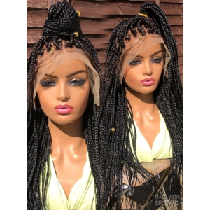 PREORDER*Braided Wig Small Knotless Braids Wig Human Hair Frontal Braided Wig 26”
