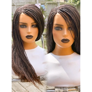 PREORDER*Micro Braids Brown Box Braids Braided Wig Braids Wig Hand made Lace Side Part Wig Braided wig 18”