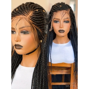 PREORDER*Braided Wig Lace Frontal Cornrow Black Braids Wi..