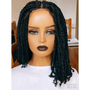 PREORDER*Black twists wig braided wig closure wig