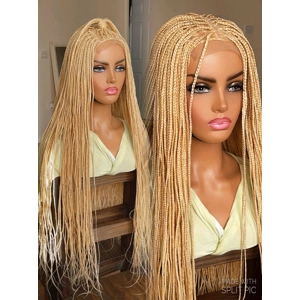 PREORDER*Bleach Blonde Closure Braided Wig Micro Knotless Braids Wig Lace Part Braided Wig 30”