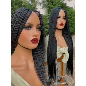 PREORDER*Micro Braids Jet Black Box Braids Braided Wig Braids Wig Hand made Lace Middle Part Wig Braided wig