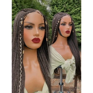 PREORDER*Closure Fulani Cornrows Brown Box Braids 28”