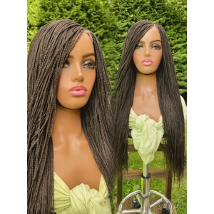 PREORDER*Micro Braids Dark Brown Box Braids Braided Wig Braids Wig Hand made Lace Side Part Wig Braided wig