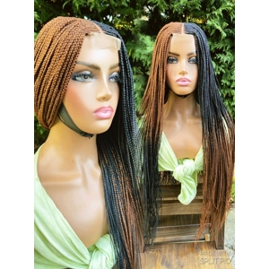 PREORDER*Braided wig braids wig lace wig black auburn ombre braided wig 28