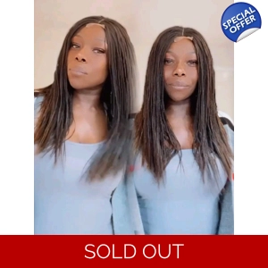 READY TO SHIP*Braided Wig Lace Closure Micro Tiny Brown Braids Wig 14”