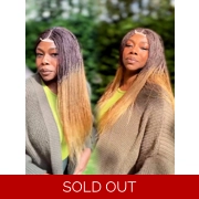 READY TO SHIP*Braided Wig Ombre Brown Honey Blonde Micro Twists 18”