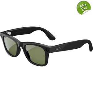 Ray-Ban Stories Wayfarer Smart Glasses Shiny Black Frame Classic Green G-15 Lens